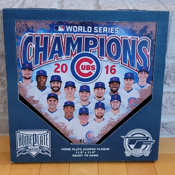 Chicago Cubs World Series Home Plate Shaped Plaque